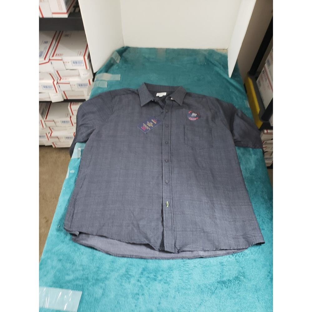 Haggar Shirt Size XXL Mens Gray Plaid Button Up Tuckless Slim Breathable NWT
